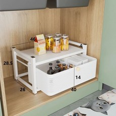 주방 철제 수납장 양념 하부장 수납 서랍형 모던한, 1개, 46cm 폭 1단 우아한 화이트
