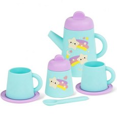 타이거 트라이브 어린이용 실리콘 티 세트 - 9pc 별빛 파티 시늉 놀이 BPA 프리 유아용 안전 실내 야외 활동 1세, 타이거 트라이브 어린이용 실리콘 티 세트 - 9pc 별