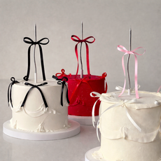 리본 웨이브 초 케이크 초, 1개, 블랙