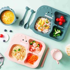 엠비아7 공룡 식기 세트 유아식기, 2공룡식판세트-핑크