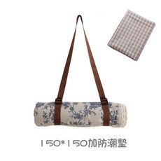 有感選物 野餐墊, 藍色碎花150*150+防潮墊