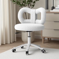 쿠리브 푹신한 의자 미니 리본 등받이 화장대의자, 1개, 화이트 바퀴형13