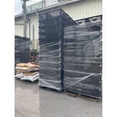 台灣製水果籃四格可堆疊搬運箱-工廠直營PE塑膠籃, 1個, 黑色