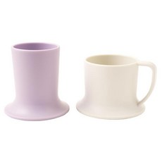 Untippy 아동용 텀블러 및 찻잔 | 2컵 세트 (152.4ml(6 & 7온스) 식기세척기/전자레인지 사용 가능 8.9 x 10.2cm(3.5 4인치) 넓은 베이스 유아용, 라벤더, 스톤
