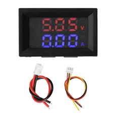 DC 100V 10A 전압계 전류계 파란색 + 빨간색 LED 앰프 듀얼 디지털 게이지전기 기술자 도구, [01] Red Blue