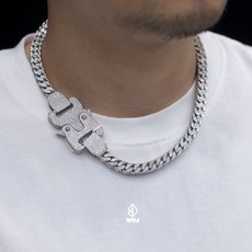 WBJ 8mm 安全扣滿鑽法國鍊franco, 925銀,55