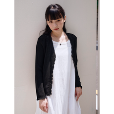 THE GREEN LAB 프릴 브이넥 가디건 [블랙] 235443