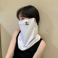 掛耳式防曬面罩 遮臉護頸脖套口罩 女款親膚透氣高爾夫面罩, S標面罩白色, 1個