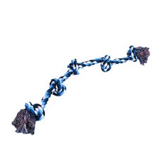 TM繩結狗玩具互動狗玩具耐用狗咀嚼繩玩具 適合攻擊性咀嚼者互動拔河遊戲重型棉繩玩具 5 節設計laiwc, 藍色, 1個