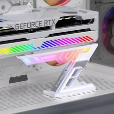 Zhenfala ARGB GPU 지원 브래킷 수평 GPU 처짐 방지 지원 브래킷 5V 3핀 범용 GPU 브래킷 높이 조절 가능한 그래픽 비디오 카드 브레이스(흰색), Whihte