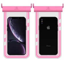 JOCXU TPU手機防水袋 深度潛水 觸屏靈敏 透明防水套, 1個, 透明玫紅,綠色