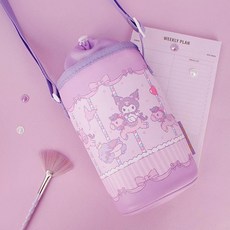 여아용 산리오 회전목마 물병주머니 수저케이스 수납가능 물병파우치 큐티 물병 물통 가방, 1개, 쿠로미_SC0097