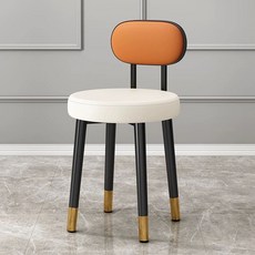 화장대의자 등받이 스툴 메이크업 카페 양털 흰색 파우더룸 침실 수툴, 블랙백 오렌지화이트