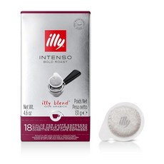 Illy E.S.E. 포드 커피 디카페인 클래시코 미디엄 로스트 초콜릿 캐러멜 노트가 있는 클래식 100프로 아라비카 18개 1팩 223693, 18 Count (Pack of 1), 인텐소 볼드 로스트, 1개