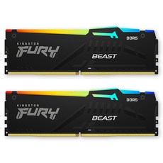 [공식수입사] Kingston DDR5-6000 CL30 FURY Beast RGB 블랙 패키지 (64GB(32Gx2)) 코잇, [KINGSTON]KF560C30BBEAK2-64