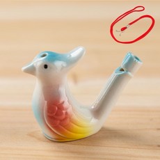 桃園出貨-陶瓷音樂小鳥口哨兒童禮品時尚玩具生肖吹口哨帶掛繩加水吹鳥叫聲, 1個, 孔雀【帶掛繩】