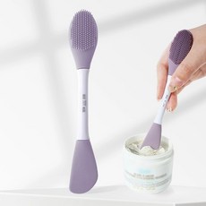 川島屋 雙頭潔面刷 硅膠潔面刷 面膜刷 按摩頭 臉部清潔刷 DIY泥膜刮刀 清潔毛孔 台灣現貨, 1個