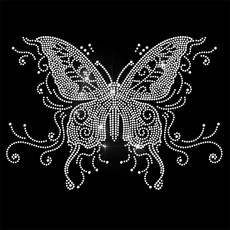 1개 옷리폼 큐빅 부자재 패치 의류DIY 보석 장식 패치 -나비 297x210mm, 투명색