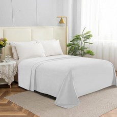 Elegant Comfort 프리미엄 호텔 품질 플랫 시트 1장 고급스럽고 부드러운 1500수 이집트 침구 플랫 시트 주름 얼룩 및 변색 방지 풀 세이지, 화이트