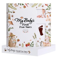Keepsake 메모리 북 남아 또는 여아용 타임리스 첫 5세 아기 책 출생부터 5세까지 모든 이벤트를 기록하는 마일스톤 북 성별 중립 저널 스크랩북 사진 앨범