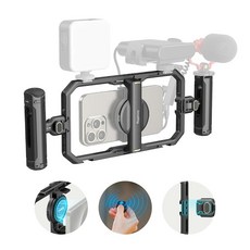 SmallRig 범용 퀵 릴리스 폰 케이지 키트 베이직 무선 제어 듀얼 핸들 및 휴대폰 클립이 포함된 알루미늄 스마트폰 비디오 리그 키트 MagSafe용 삼성용 iPhone, Dual Handheld Kit