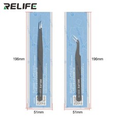 Relife RL ESD 11 15 정밀 검정색 정전기 방지 핀셋 직선 곡선 비자 성 스테인레스 스틸 집게 수리 도구, 01 2pcs
