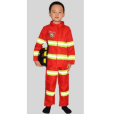 兒童消防員角色扮演服裝套裝，萬聖節派對服裝，消防員制服，角色扮演服裝, 紅M(贈紅帽子, 1套