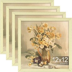 Vittanly21.6x27.9cm8.5x11인치사진액자4개세트 벽마운트용빈티지사진프레임 매트가있는디스플레이15.2x20.3cm6x8인치사진또는매트없음 21.6x120921, 12 x 12, 베이지