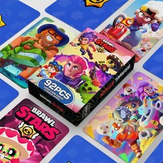 브롤스타즈 캐릭터 카드 스티커 92종 세트 굿즈, 카드 60개 + 스티커 32개