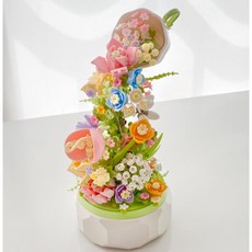 예쁜 홈테리어 DIY 소품 꽃블럭 오르골 앨리스정원 미니 블록, 1개