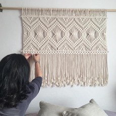 북유럽 스타일 수제 태피스트리 벽 펜던트 문 실 커튼 홈 인테리어 상단 패브릭 벽걸이 벽장식 월데코 마크라메장식 보헤미안인, z061,85x85cm