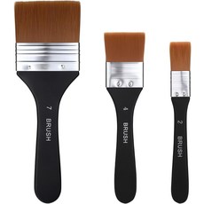 아크릴 페인팅을 위한 3Pcs 와이드 플랫 페인트 브러시 대형 나일론 아티스트 유화 수채화 바니시 캔버스 아트
