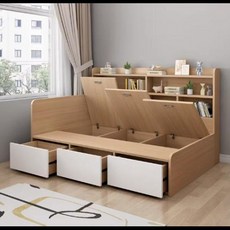 접이식 침대 다용도침대 새롭게 디자인된 원목 싱글 가구 모던한 침실 세트, 8)Black