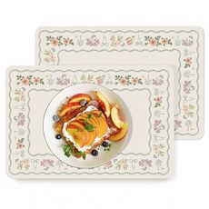 핫쏘잇 방수 열차단 식탁 테이블매트, 2개, 30x45cm, 플라워 가든