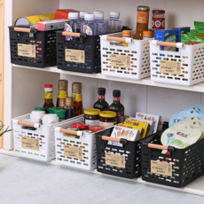 다용도 정리함 칸막이 펜트리 수납함 냉장고 정리함 욕실 플라스틱 바구니 반찬통 보관함 바스켓 싱크대, 블랙