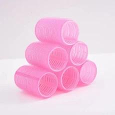 뜨거운 판매 9Pcs 핑크 나일론 플라스틱 헤어 롤러 세트 DIY 미용 도구 3 크기 열 없음 셀프 그립 컬러, 01 핑크