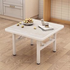 접이식 테이블 사각 간이 책상 1인용 식탁 공부 탁자, 화이트 우드 60x60x52 화이트
