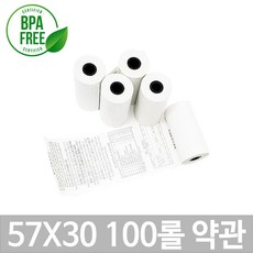 포스앤토너 포스용지 APP제품 57X30 무지 약관인쇄 감열지 영수증용지 카드단말기용지 카드기용 포스기 카드영수증 마트 매장 키오스크 BPA/BPS FREE/P, 100롤
