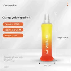 휴대용 TPU 접이식 소프트 플라스크 물병 러닝 하이킹 사이클링 피트니스 고유량 스포츠 음료 가방, 03 250ml yellow red