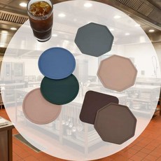 실리콘 티코스터 테이블매트 미끄럼방지 홈카페 꽃병매트 컵코스터 컵홀더, 사각 브라운