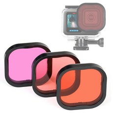 GEPULY GOPRO HERO 8 9 10 하우징 색상 및 공식 5X 방수 마젠타 13용 위한 4팩 11 보정을 레드 케이스 수중 블랙 12 필터 라이트 다이빙, 4 레드/라이트 레드/마젠타 히어로 8/9/10/11/