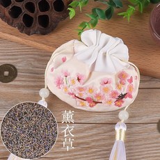 臺灣出貨 刺繡手工diy材料包自繡初學者材料包古風繡花團扇家居裝飾送禮物 WUTD, 山櫻荷包【材料包+輔助繡繃+薰衣草】, 1個