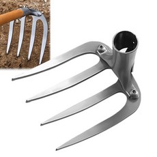 5-in-1 전문 정원용 네 갈퀴형 갈퀴 도구 흙 풀기용 스틸 농기구 흙 풀기용 갈퀴 잎 청소 및 잡초 수거용, 03 C