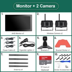 GreenYi 10 AHD 디지털 무선 DVR 레코더 트럭트레일러버스RV픽업트레일러용 WiFi 모니터가 있는 역방향 백업 카메라, add 2 camera, 128G