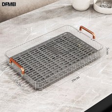 DFMEI 茶盤家用客廳幹泡臺輕奢茶具杯子架放茶杯水杯長方形雙層瀝水托盤, 1個, 大號白色