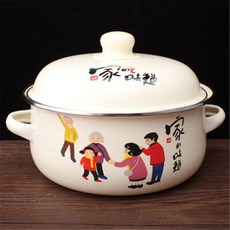 법랑 냄비 예쁜 솥 캠핑 에나멜 요리 바닥 평평한 가스 팬 및 수프 두꺼운 인덕션 조리용 주방, 라이트 그레이, 20CM(2.5L), 라이트 그레이, 1개