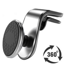 차량용 마그네틱 휴대폰 홀더 에어 벤트 클립 마운트 회전 휴대폰 GPS 지원 샤오미 레드 미 화웨이 삼성 휴대폰 스탠드, 4)Sliver 360 degree