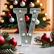 LED 조명 글자 실버 알파벳 번호 야간 집 크리스마스 생일 파티 용품 장식 21cm, 24 V, 01 21cm
