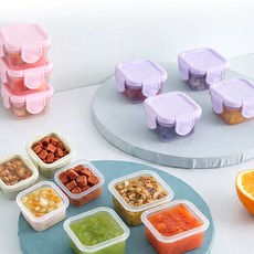 히야펫 PP 사각 미니통 강아지 간식통 소분 보관 용기, 10개, 60ml, 퍼플+핑크+그린+스카이+옐로우