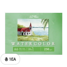 두성 아트프린스 워터컬러 수채화용 무선 스케치북 250g W11, A6, 25매, 1개